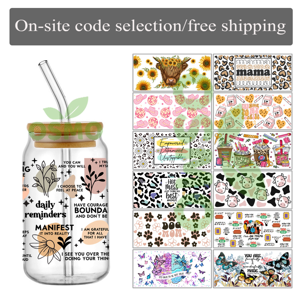 UV DTF 16OZ Transfer Stickers On-site code selection/ free shipping