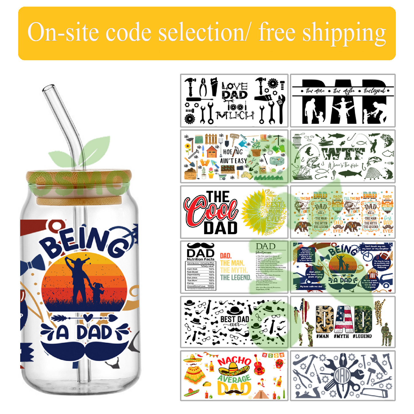 UV DTF 16OZ Transfer Stickers On-site code selection/ free shipping