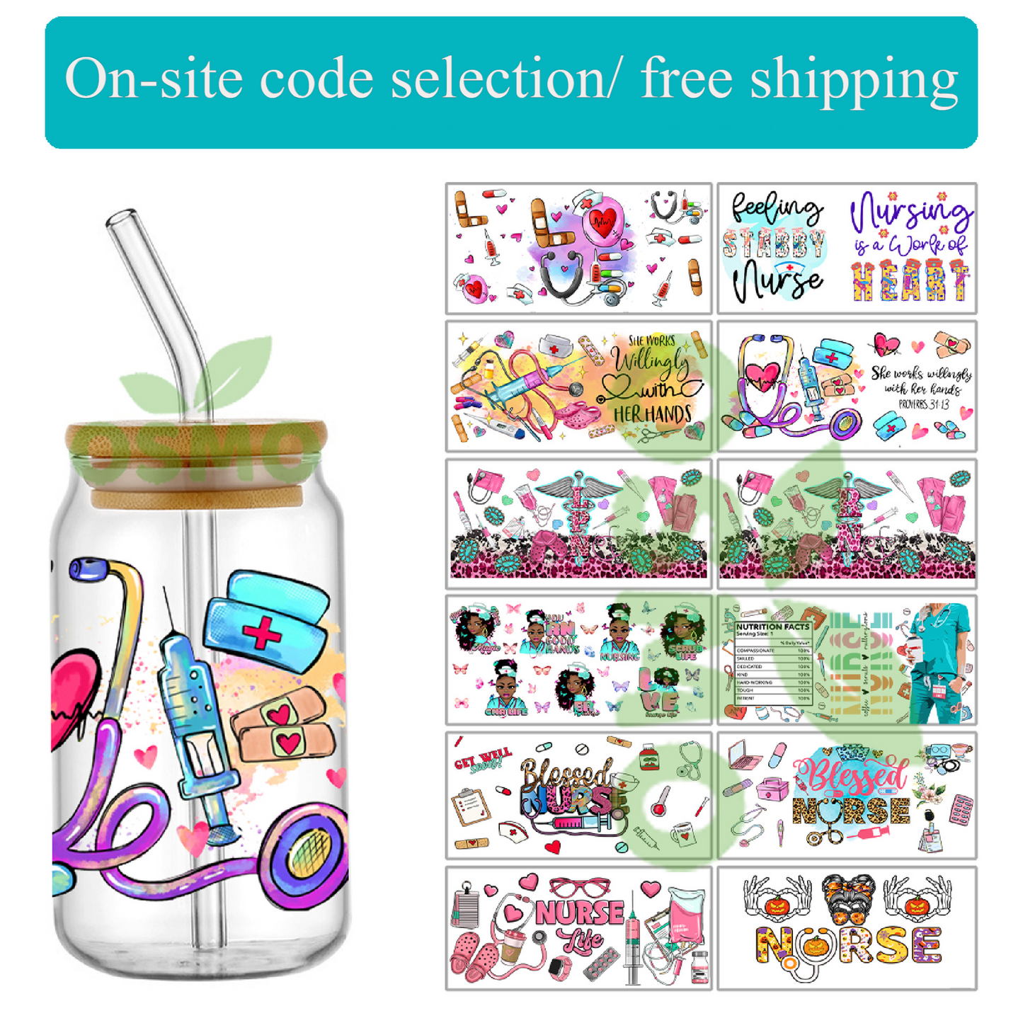 UV DTF 16OZ Transfer Stickers On-site code selection/ free shipping